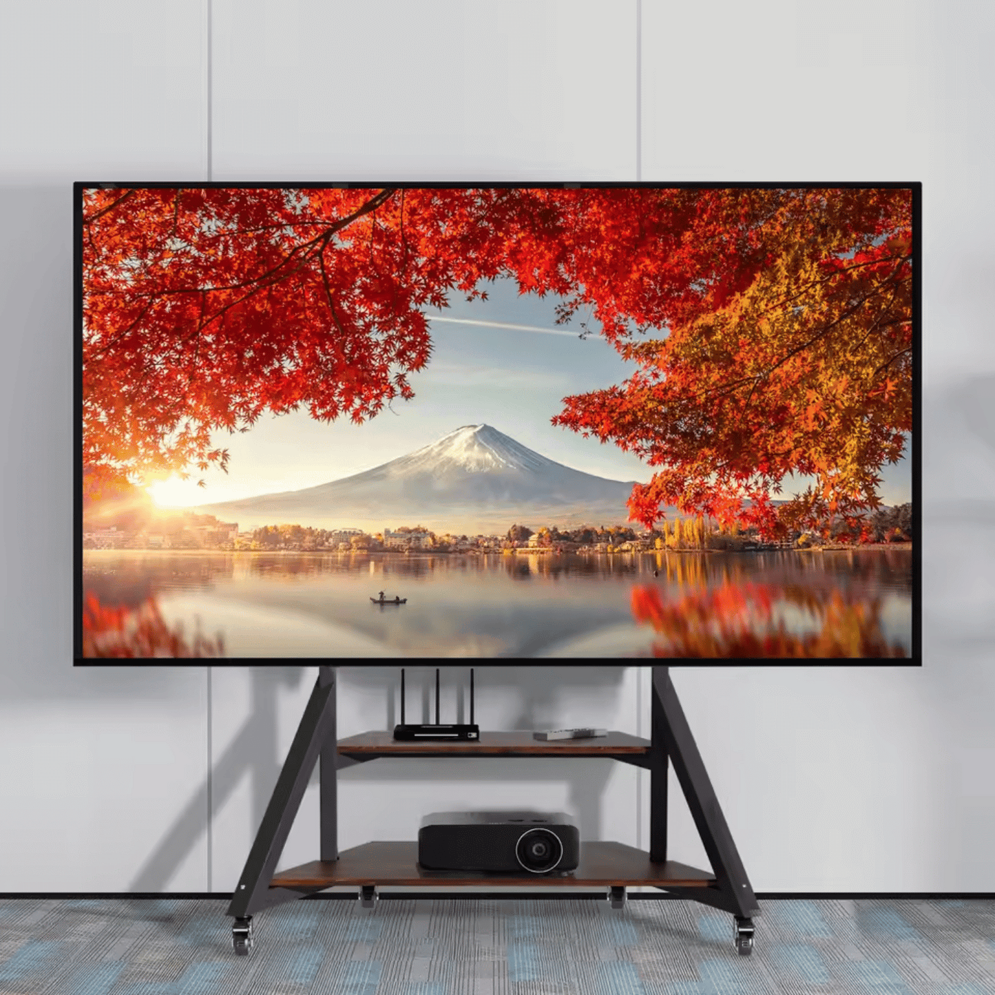 SteelLoft 75 – Support TV au Sol Industriel Réglable avec Étagère (40" à 75")