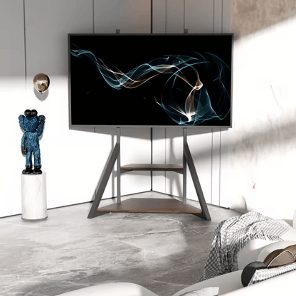 SteelLoft 75 – Support TV au Sol Industriel Réglable avec Étagère (40" à 75")