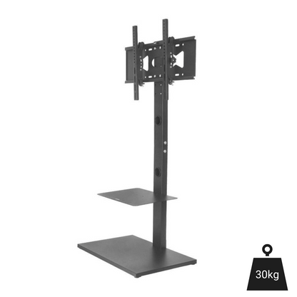 FlexBase 65 – Support TV au Sol Inclinable avec Étagère (32" à 65")