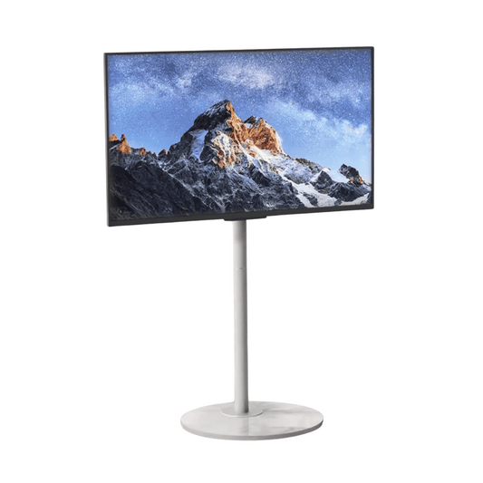 StoneBase 75 – Support TV au Sol Design avec Pied en Pierre (40" à 75")