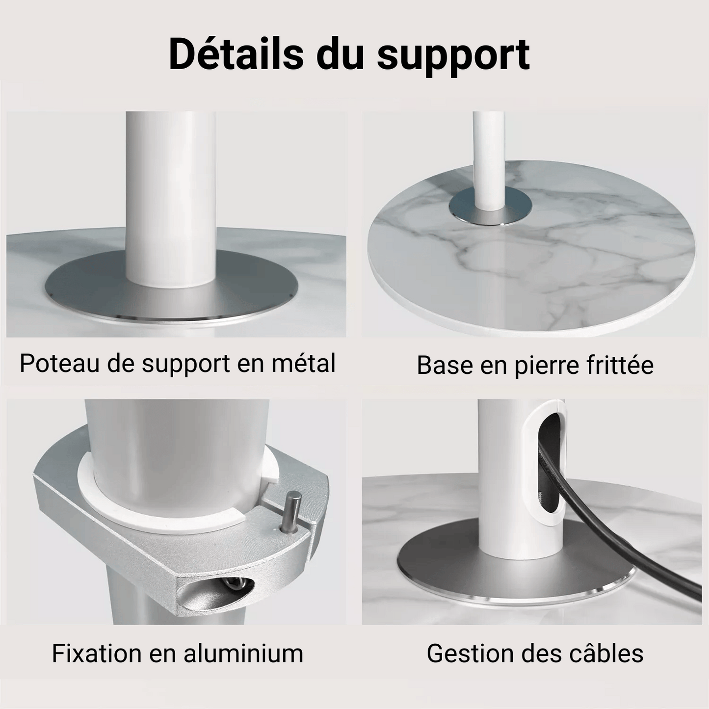 StoneBase 75 – Support TV au Sol Design avec Pied en Pierre (40" à 75")