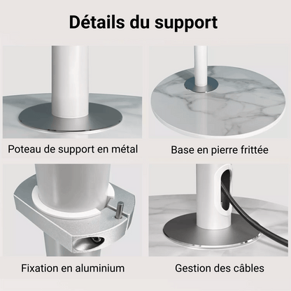 StoneBase 75 – Support TV au Sol Design avec Pied en Pierre (40" à 75")