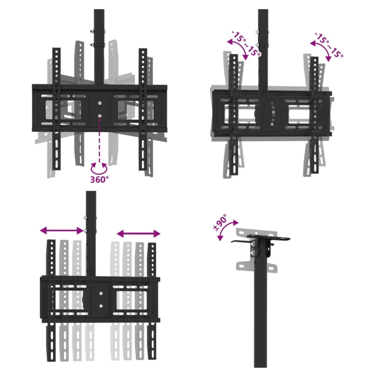 SkyMount 65 – Support TV au Plafond 32 à 65 pouces
